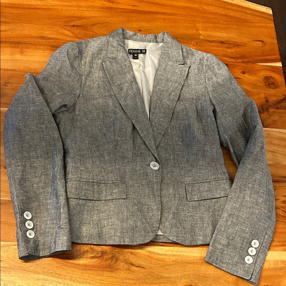 La Femme Linen Blend ‘greyish’  Blazer Jacket sz 36 or small